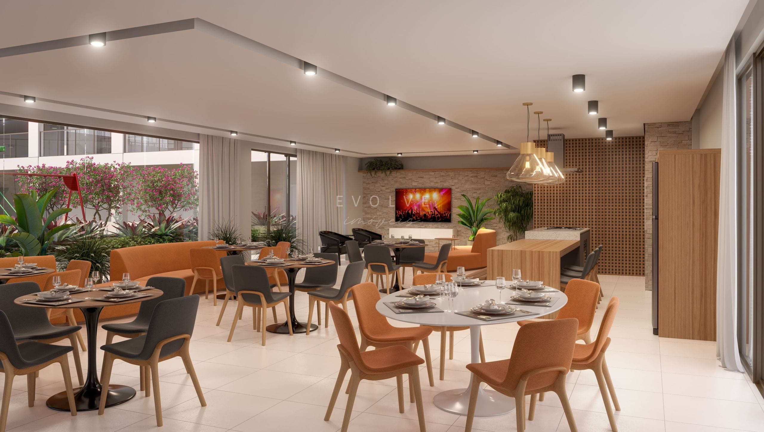 Salão do Upside Home Club em Balneário Piçarras