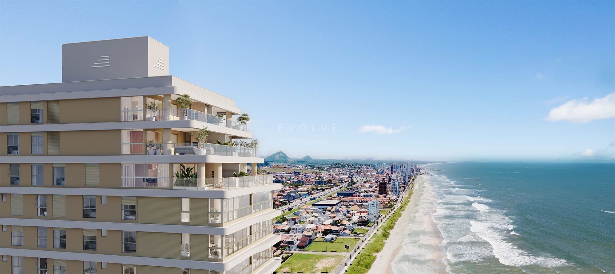 Fachada — vista aérea e a orla